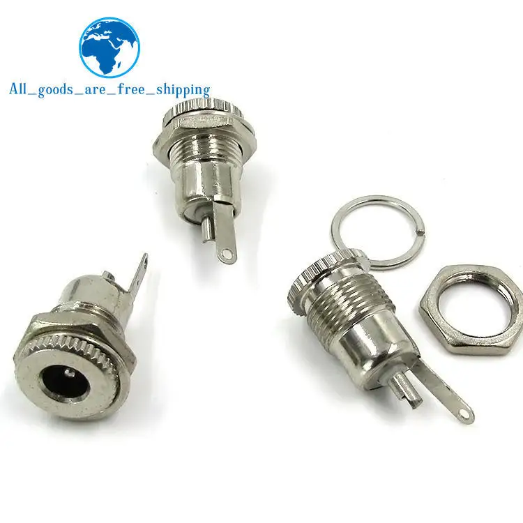 

DC099 5.5 mm x 2.1mm DC Power Jack Socket Female Panel Mount Connector Metal DC-099 Open Hole 11MM 5.5*2.1 5.5*2.5