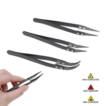 1 шт. черный керамический Пинцет из нержавеющей стали для электроники паяльные инструменты для ремонта