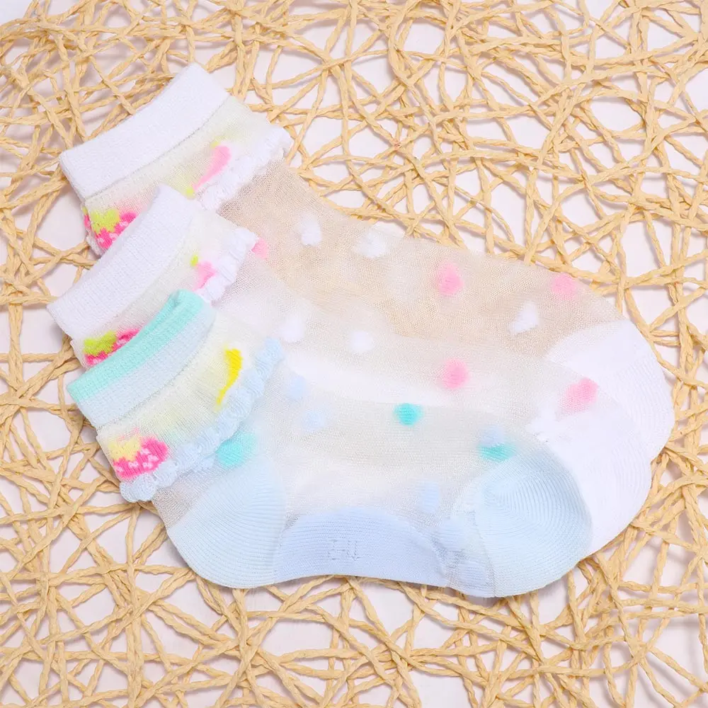 1 пара детских носков весенне-летние детские кружевные носки с кристаллами ультратонкие дышащие мягкие носки с фруктовым принтом для маленьких девочек