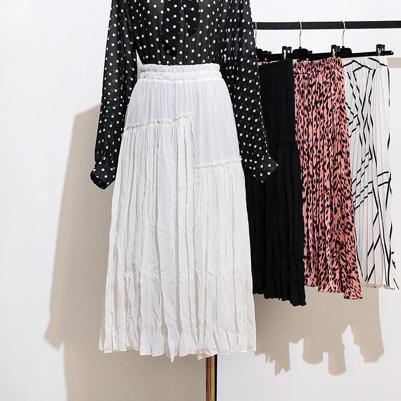 Женская юбка, Модная элегантная женская длинная фатиновая юбка, Женская эластичная высокая талия, школьная плиссированная юбка