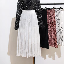Женская юбка, Модная элегантная женская длинная фатиновая юбка, Женская эластичная высокая талия, школьная плиссированная юбка