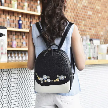 

Sleeper #W401 2019 NEW FASHION Women Flower Sequin Bag Shoulder Bag Backpack Wild Student Bag Mochila colorful hot Drop Shipping
