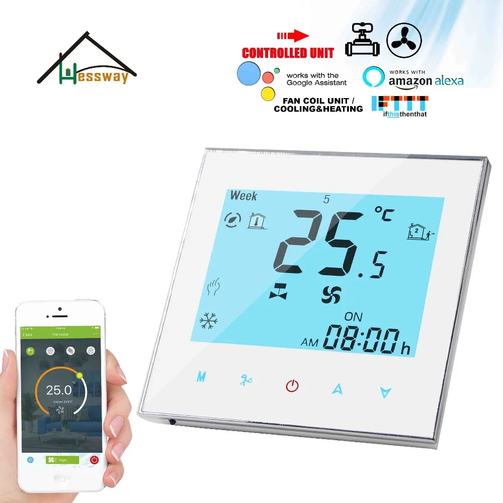 3 скоростной вентилятор Катушка HESSWAY 2P с Wi Fi комнатный термостат 24 В 95 240