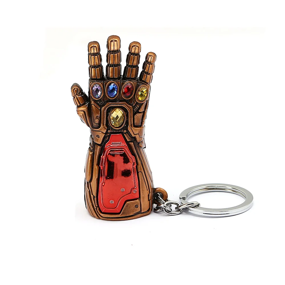 Новые Мстители Железный человек перчатки брелок Ironman Infinite Gauntlet брелки Marvel Endgame металлические подвески брелки ювелирные изделия llaveros - Цвет: red cooper(red)