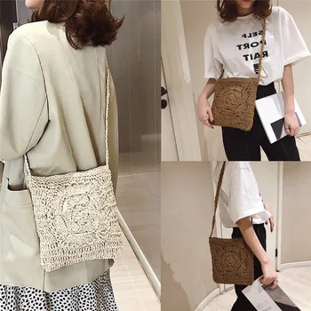 

2019 Fashion Beach Straw Woven Bags Summer Rattan Basket Shoulder Bag Handbag