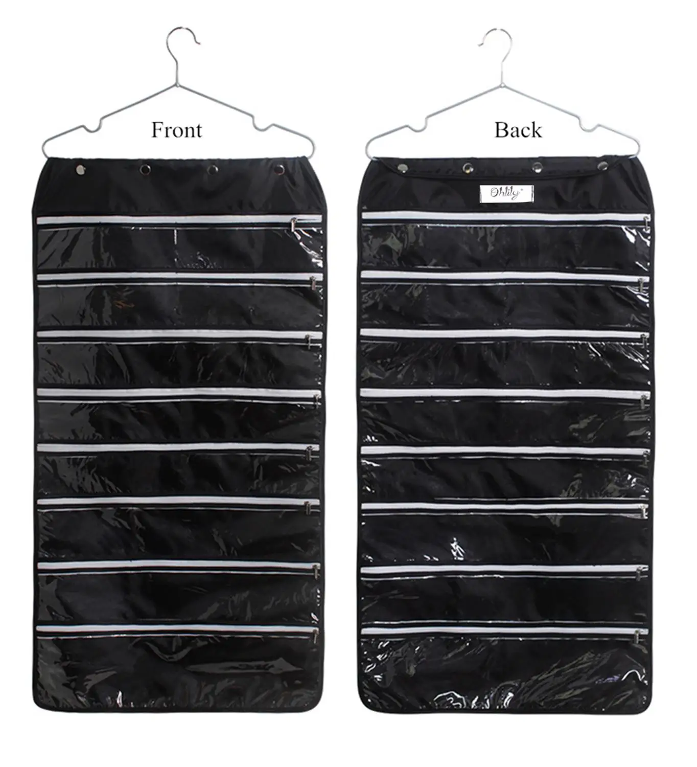 

TAOTEC Hanging Jewelry Organizer 56 Pockets with Zipperers Double Sided Space Saving Bag