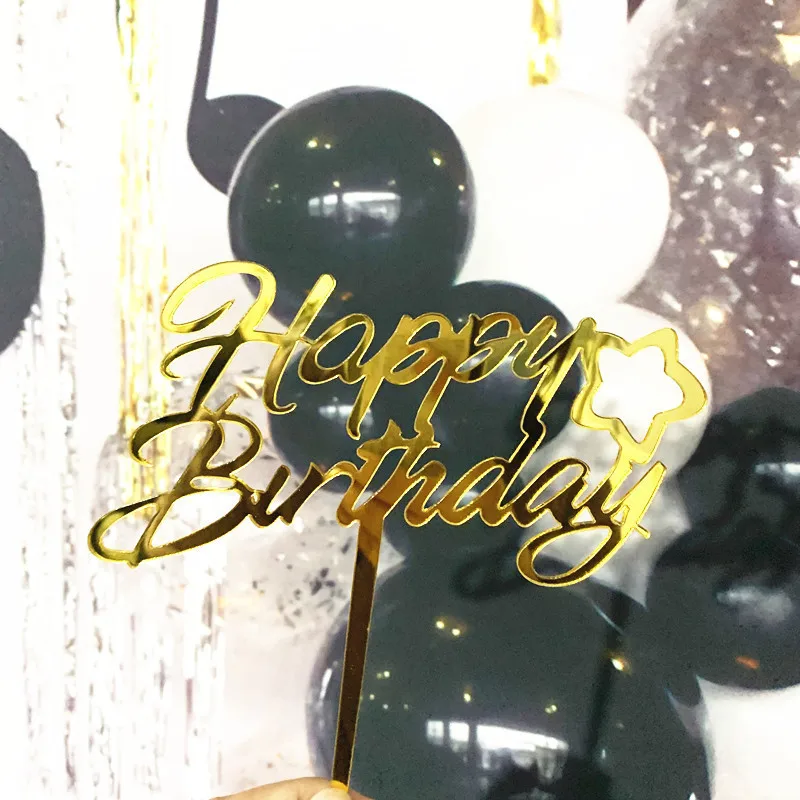 Топпер для торта на день рождения, акриловый Золотой Топпер для украшения на день рождения, вечерние принадлежности