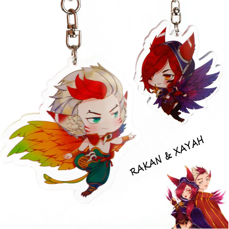 Брелки для ключей League Legends xaya и RAKAN Couples брелок LOL Очаровательная Подвеска