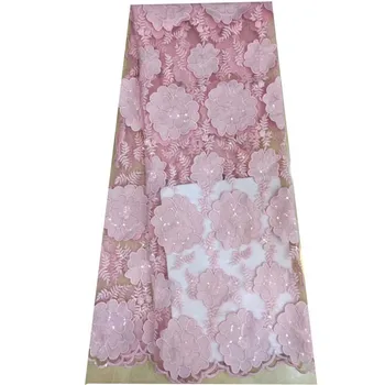 

Embroidered African Lace Fabric For Women Wedding Dress 2019 New Flower French Lace Fabric Nigeria Lace 5yards
