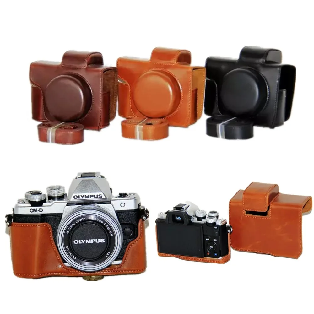 Из искусственной кожи Камера Чехол для Olympus OM-D e-m10 Mark III em10iii em10 III короткие Объектив 14-42 мм объектив Камера сумка Обложка с ремешком