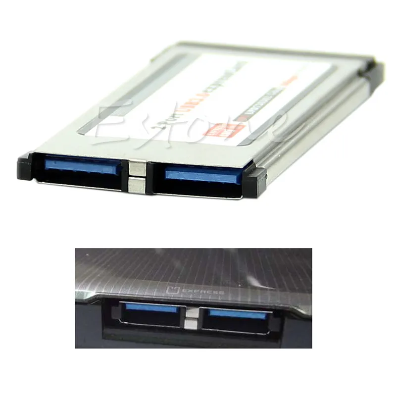 Серебряный высокоскоростной 480 Мбит/с 2 порта USB 3,0 ExpressCard 34 мм/54 мм скрытый адаптер с драйверами CD для ноутбука