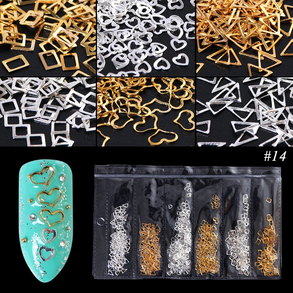 1 упаковка смешанные 3D золотые серебряные заклепки для дизайна ногтей металлическая рамка украшение из сплава треугольная подвеска шпильки маникюрные аксессуары JI688