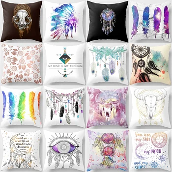 

Hot sale beauty feather pillow case men women ladies square pillow cases home creative color pillow cover 45*45cm