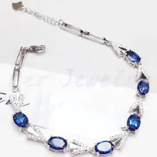 Натуральное Настоящее синее или розовое ожерелье из топаза браслет Серебро 925 пробы 1.1ct* 6 шт драгоценных камней ювелирные изделия# T19022312