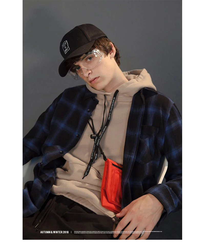  Checkered Korean Fashion Shirt Desinger Long Hip Hop  (7)