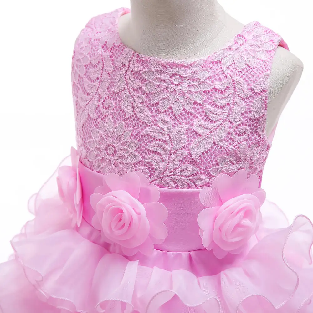 Платье для маленьких девочек розовое и красное летнее платье принцессы с юбкой-пачкой летние Бальные платья для дня рождения, вечеринки, Причастия детская одежда