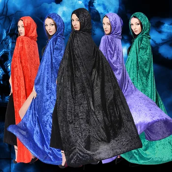 

1pc Halloween God of Death Cloak Hooded Cape Witch Adult Devil Robe Floor Length Cosplay Horror props Halloween Decorations