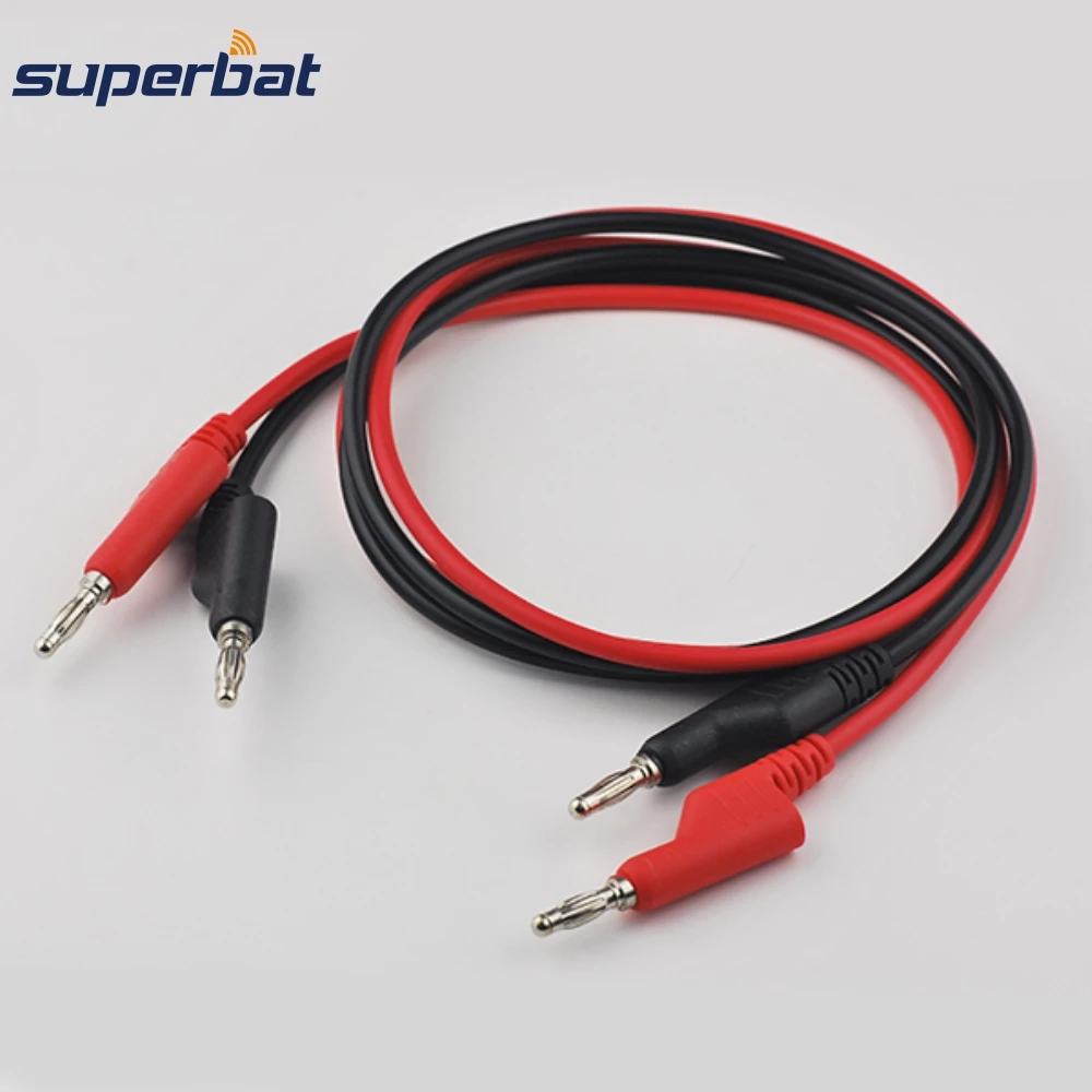 2pcs Dual 4mm Banana Plug to Banana Plug Test Cable black+red 1M NEW 