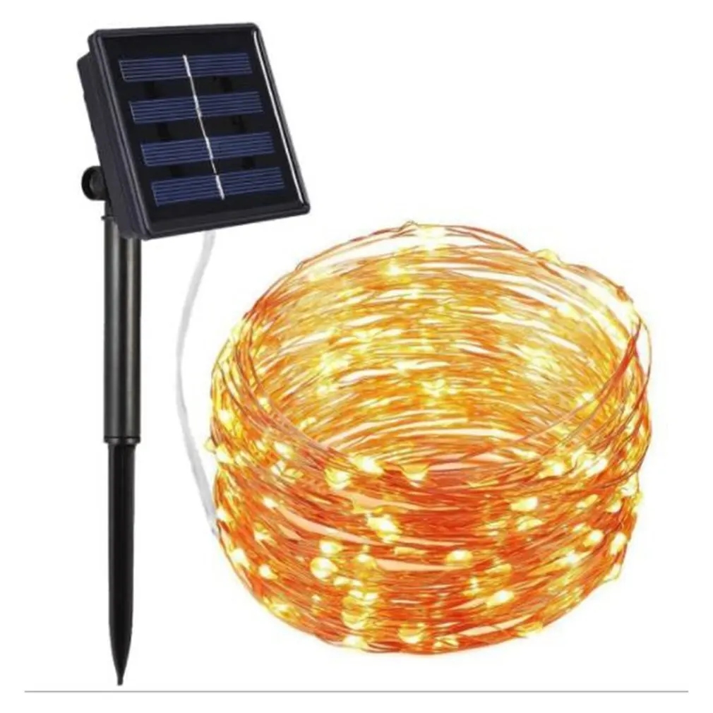 

100 Led Solar Energy Acrylic Copper Color Line Light String Decorative Light IP65 Waterproof white/warm white/multi-color