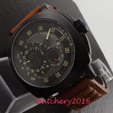 Luxury <b>44mm Parnis black</b> dial PVD case sapphire glass miyota ...