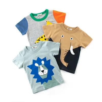 Loozykit/Летняя футболка с рисунком динозавра для маленьких мальчиков; футболки с изображением Льва для маленьких мальчиков и девочек; хлопковые топы для малышей