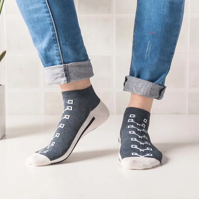 1 Pairs Funny Shoes Pattern Women Cotton Short Socks Harajuku Casual Summer Thin Ankle Socks Calcetines Mujer Brand New