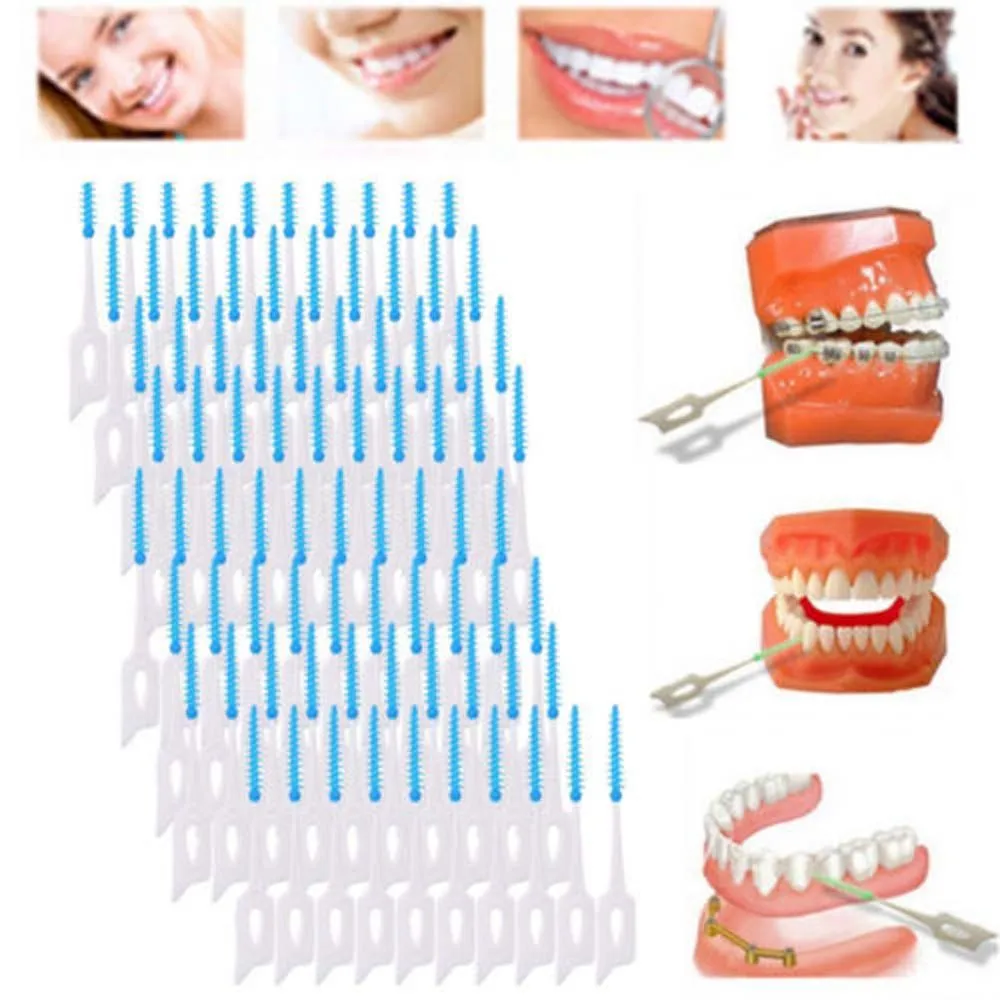 20pc Teeth Floss Adults Wire Clean Between Interdental Brush Toothpick Clean Silicone Floss Sticks Dental Oral Hygiene Care Tool