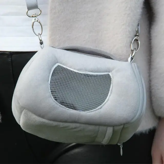 Outdoor Portable Small Pet Carrier Nest Bag Breathable Fleece Mesh Small Breed Hamster Rabbit Carrier Case Shoulder Bag