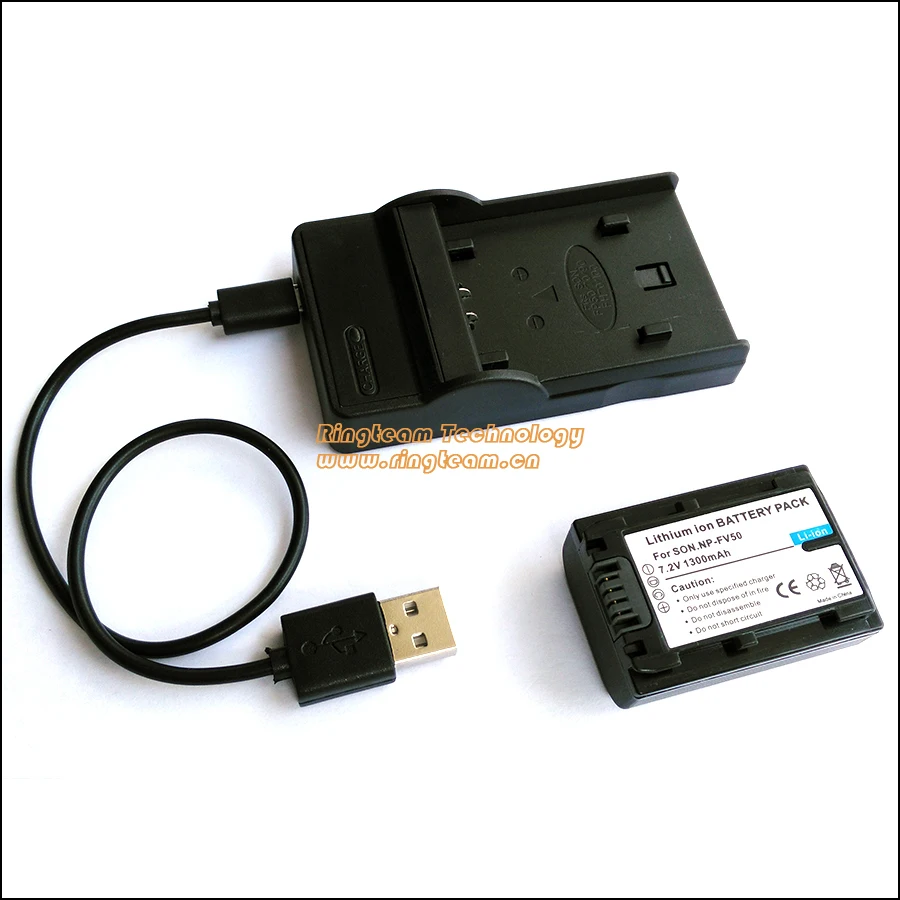 2-In-1 NPFV50 NP-FV50 Battery Pack and USB Charger for Sony Camcorders FDR-AX33 HDR-CX700 CX730 CX740 HC9 HXR-MC50 NX30 NX70 ...