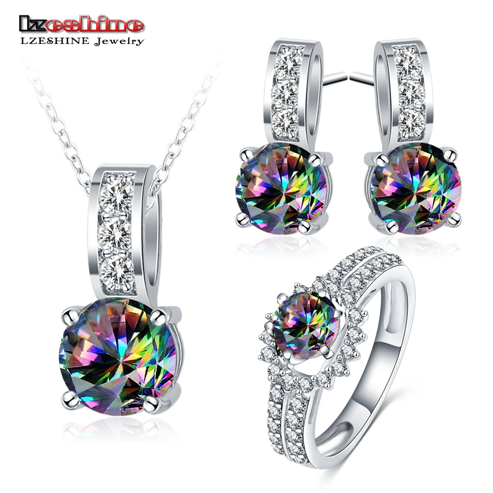 LZESHINE Wholesale Cheap Jewelry Set For Women Rainbow Color CZ