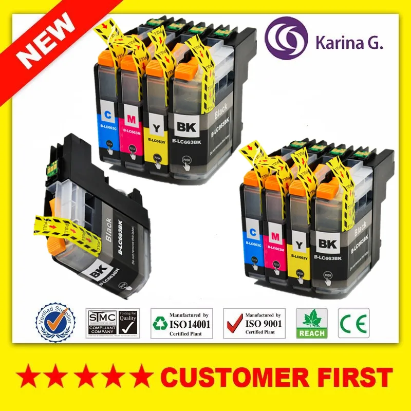 9 шт. (3BK + 2C 2M 2Y) чернильный картридж принтера для Brother LC-663 LC663 LC 663 MFC-J2320/J2720 |