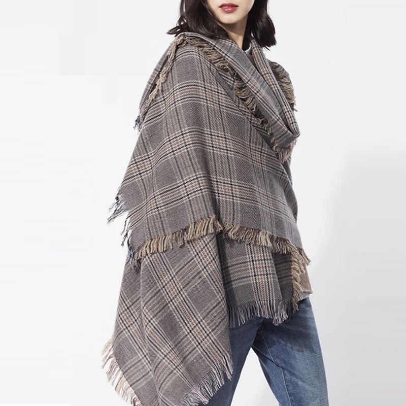 

Ladies Winter Wool Scarf 2018 Luxury Brand 100% Pure Wool Scarves for Women Plaid Winter Scarf Nature Wool Shawls and Wraps