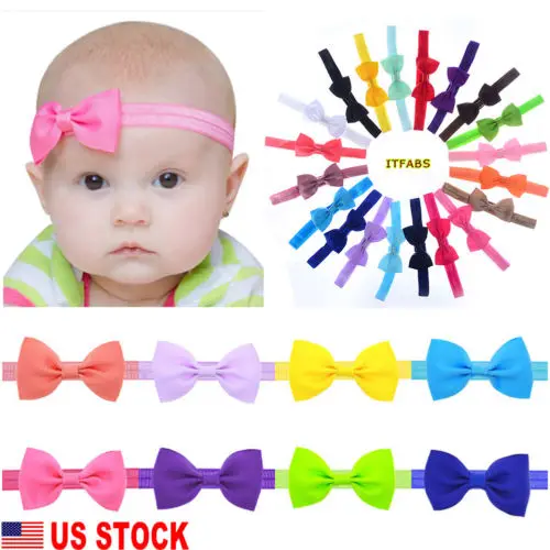 New Baby Kids Girl's Cute Mini Hair Bow Headbands Ribbon Elastic Band Headwear Accessories | Детская одежда и обувь