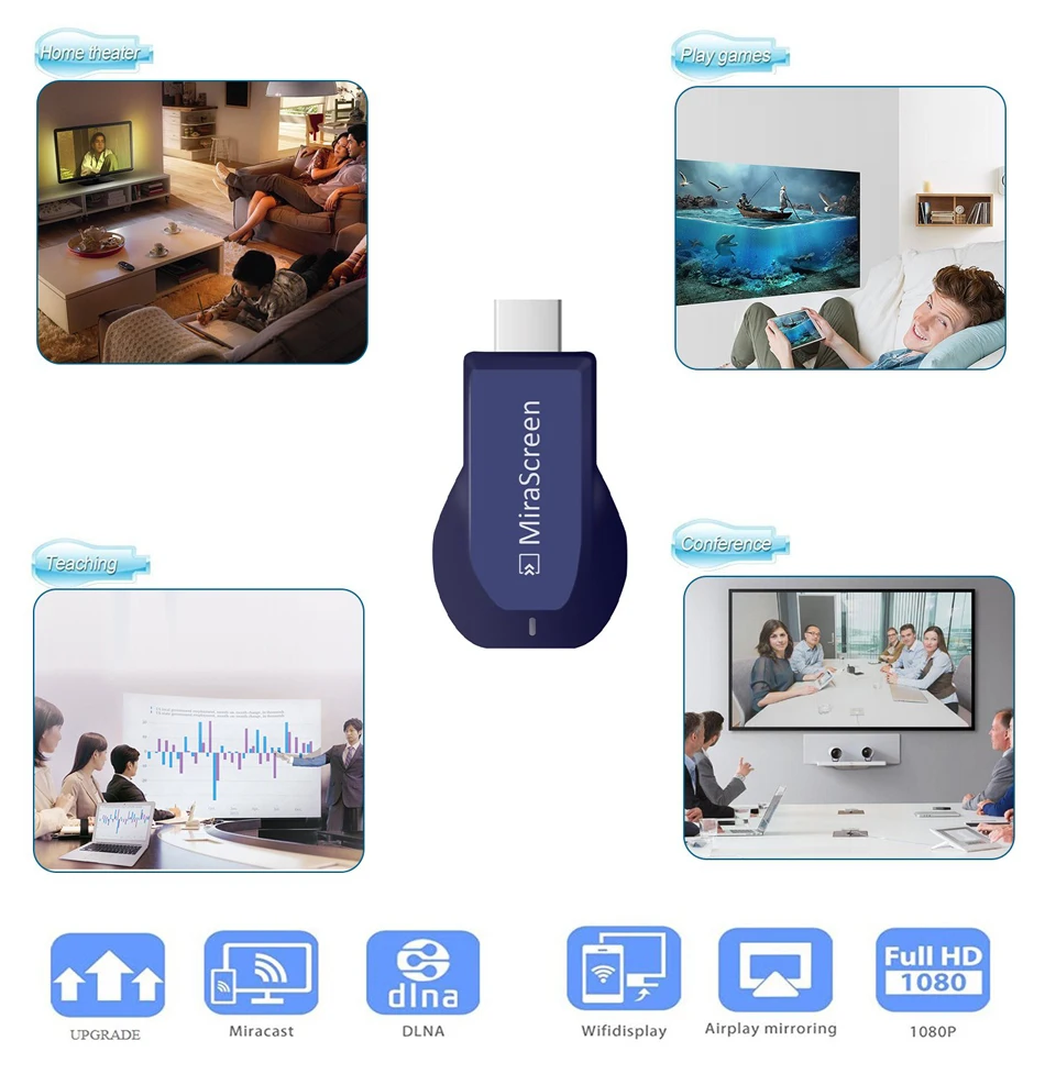 MiraScreen OTA tv Stick Смарт ТВ HD ключ беспроводной приемник DLNA Airplay Miracast oneanycasing PK Chromecast 2 для телефона тв