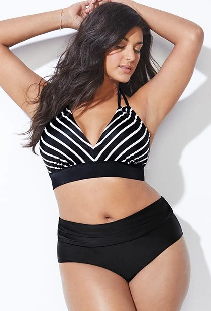 Plus size high waisted two piece bathing suits Outlet
