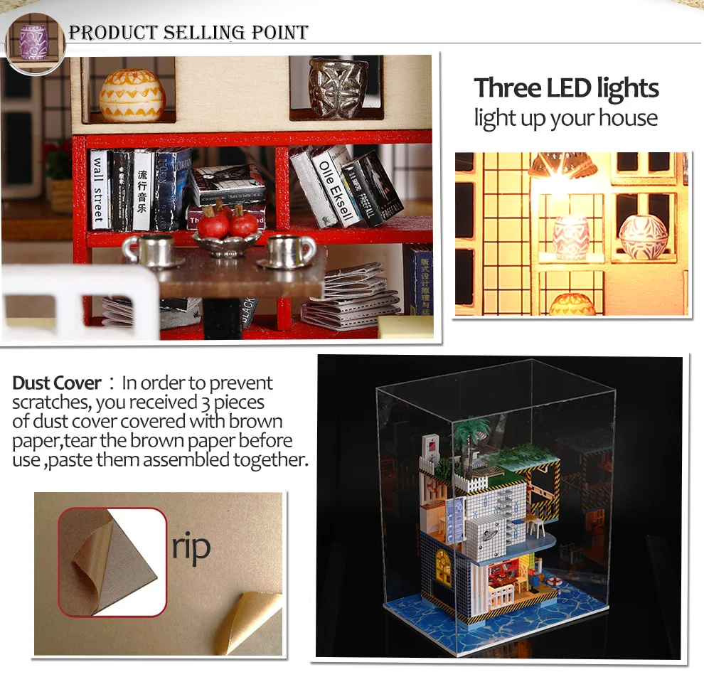 IiE создать кукольный домик K038 морской пост станции миниатюрный DIY Kit с подсветкой и пылезащитный чехол