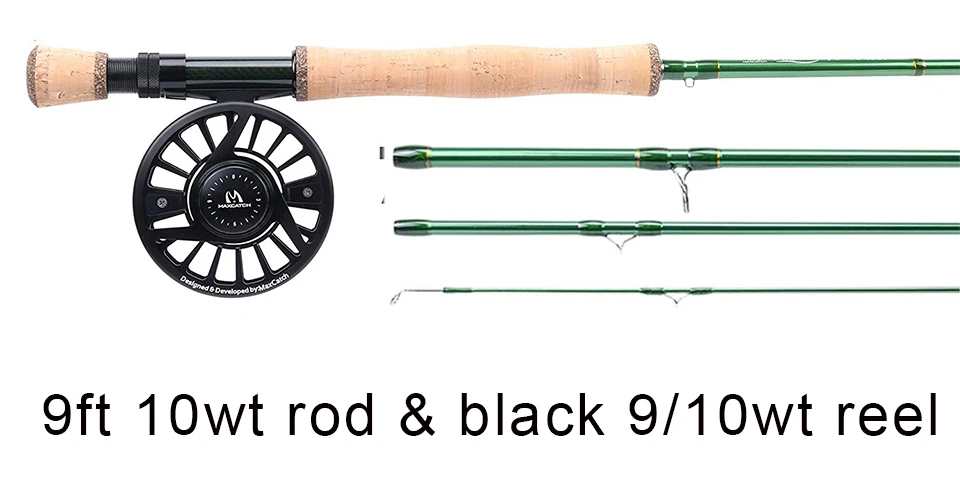 black 10wt rod reel Maximumcatch нахлыстовая Удочка с катушкой Combo IM10 36T нахлыстовая Удочка фракция действие и ЧПУ обработанная муха катушка с Cordura трубкой 3-10WT - Цвет: black 10wt rod reel