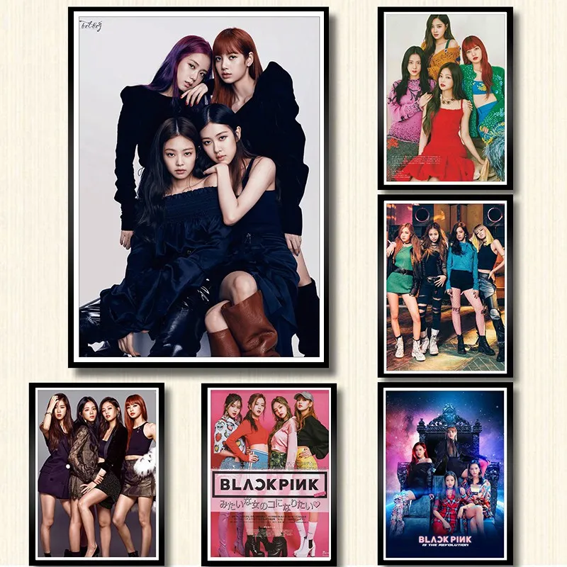 

Kpop Black Pink Posters Wall Stickers White Coated Paper Prints painting Home Decoration Livingroom Bedroom Bar Home wall Art