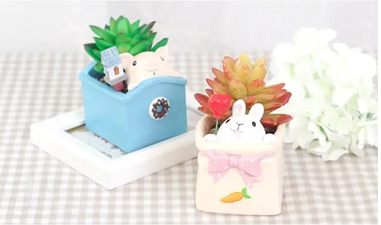 

2019 High Quality Mini Creative Ceramic Flowerpot Lovely Cartoon Animal Flower Pot Home Decoration For Desktop Birthday Gift