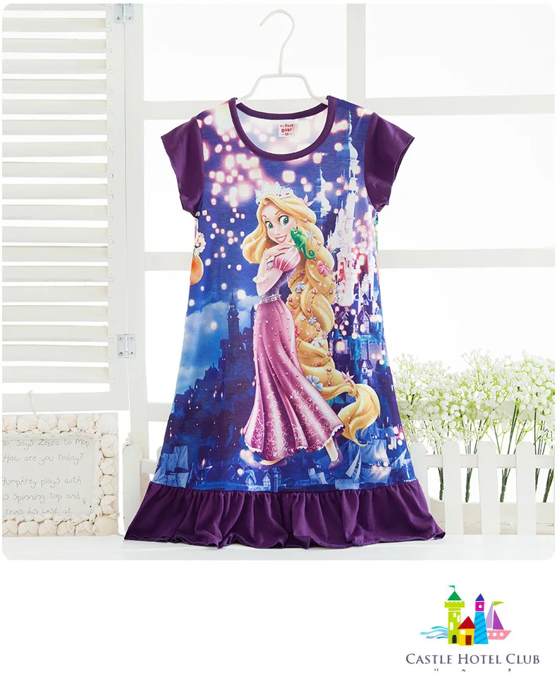 Disney princess summer night dress children pajama children home clothing baby cartoon Frozen Elsa nightgown girl sleepwear robe