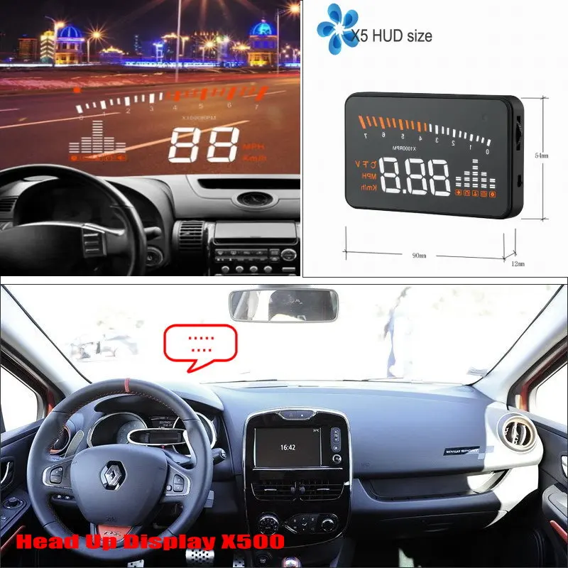 Автомобильный HUD Дисплей для Renault Clio III 2005-2012 X500 Electroinc безопасный проектор