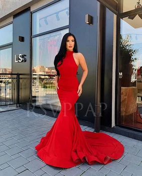 

Long Red Mermaid Evening Dresses 2020 Sexy Backless Arabic Dubai Women Floor Length Formal Evening Gowns