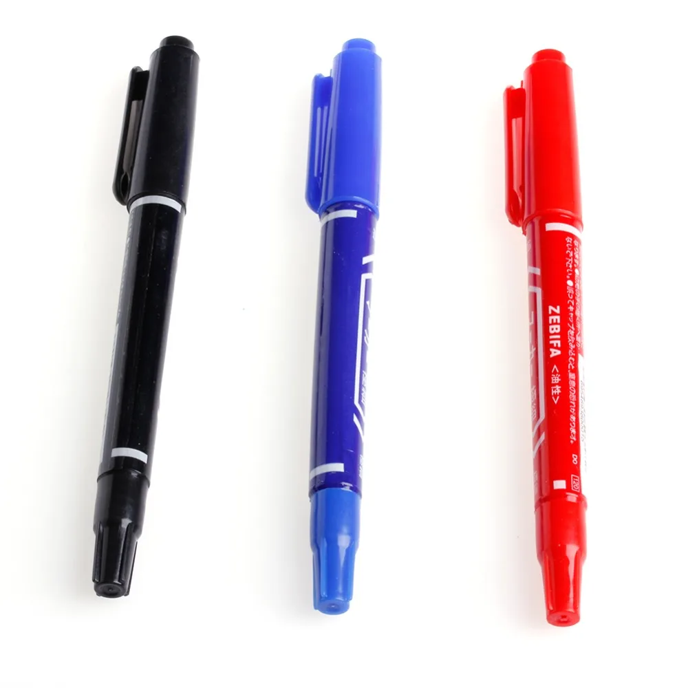 Waterproof Marker Pen Thick Fine Twin Tip Permanent Drawing 3 Colors-in