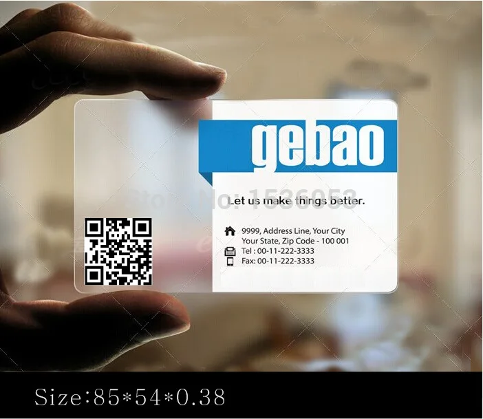 Transparent Plastic business name card CR80 0.38MM rounded corners