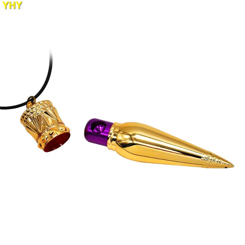 Fashion Gold Smoke Pipes with Rope Metal Dry Tabacco Vaporizer Cute Hand Pipes Oil Burner Easy to Take Gift Present  02