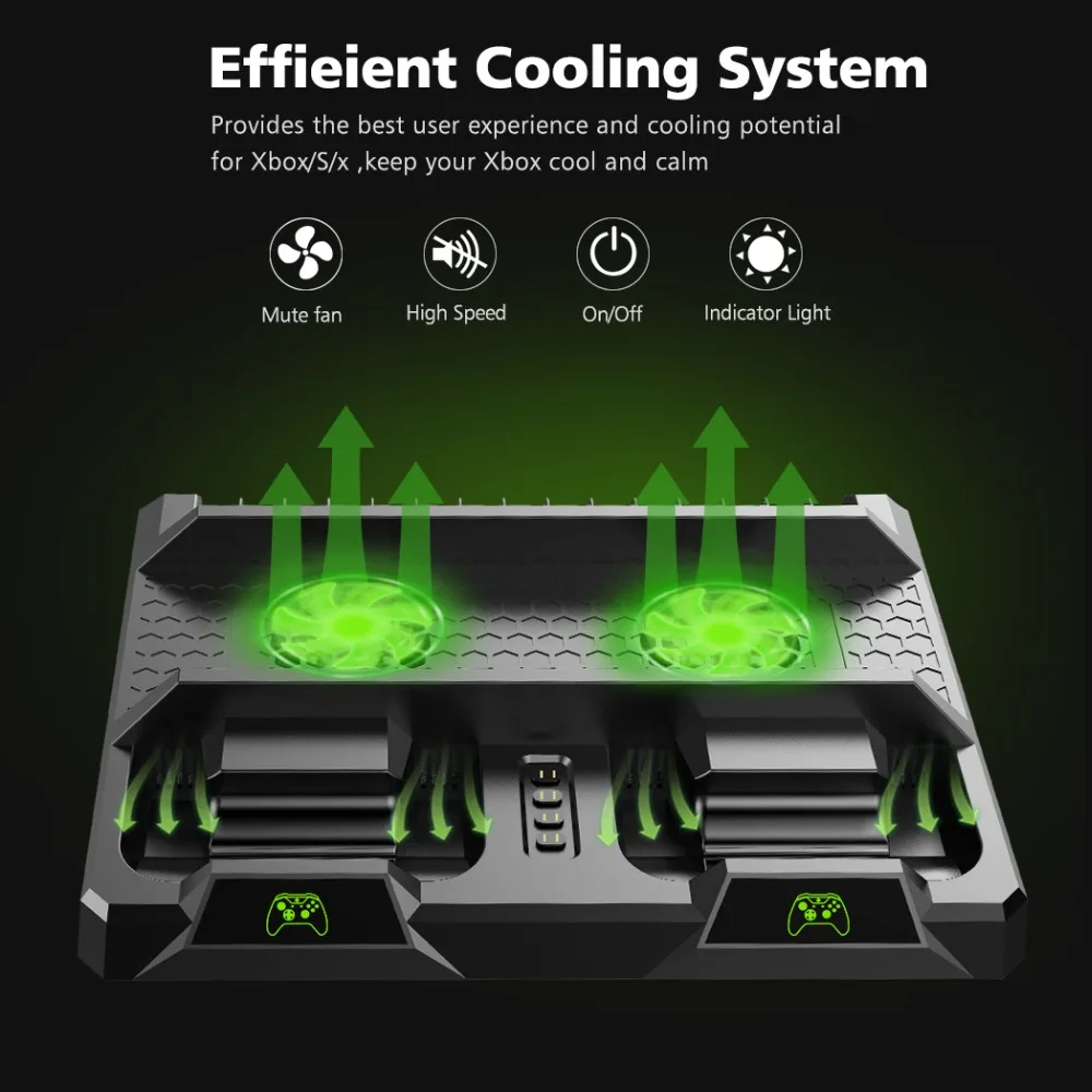  OIVO Dual Controller Charge Station For Xbox ONE S X Games Charging Dock Cooling Vertical Stand Cha