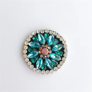 

1PCS Blue Rhinestone Flower Patch for Clothing Sewing on Beading Applique Socks Shoes Bags DIY Apparel Patches