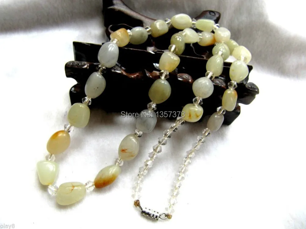 

huij 002884 Elegant A Grade Jade / Nephrite White Seed Jade Bead Necklace / 45cm