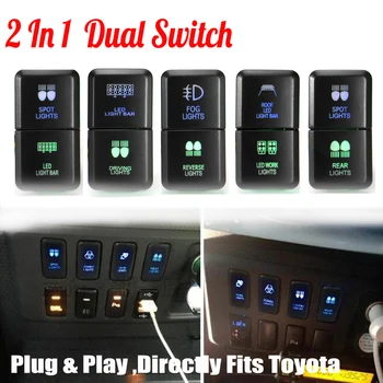 

12V Car Auto Dual LED Light Bar On-Off Push Switch Work Fog Light Spot Light Button Switch For Toyota Prado Hilux Landcruiser