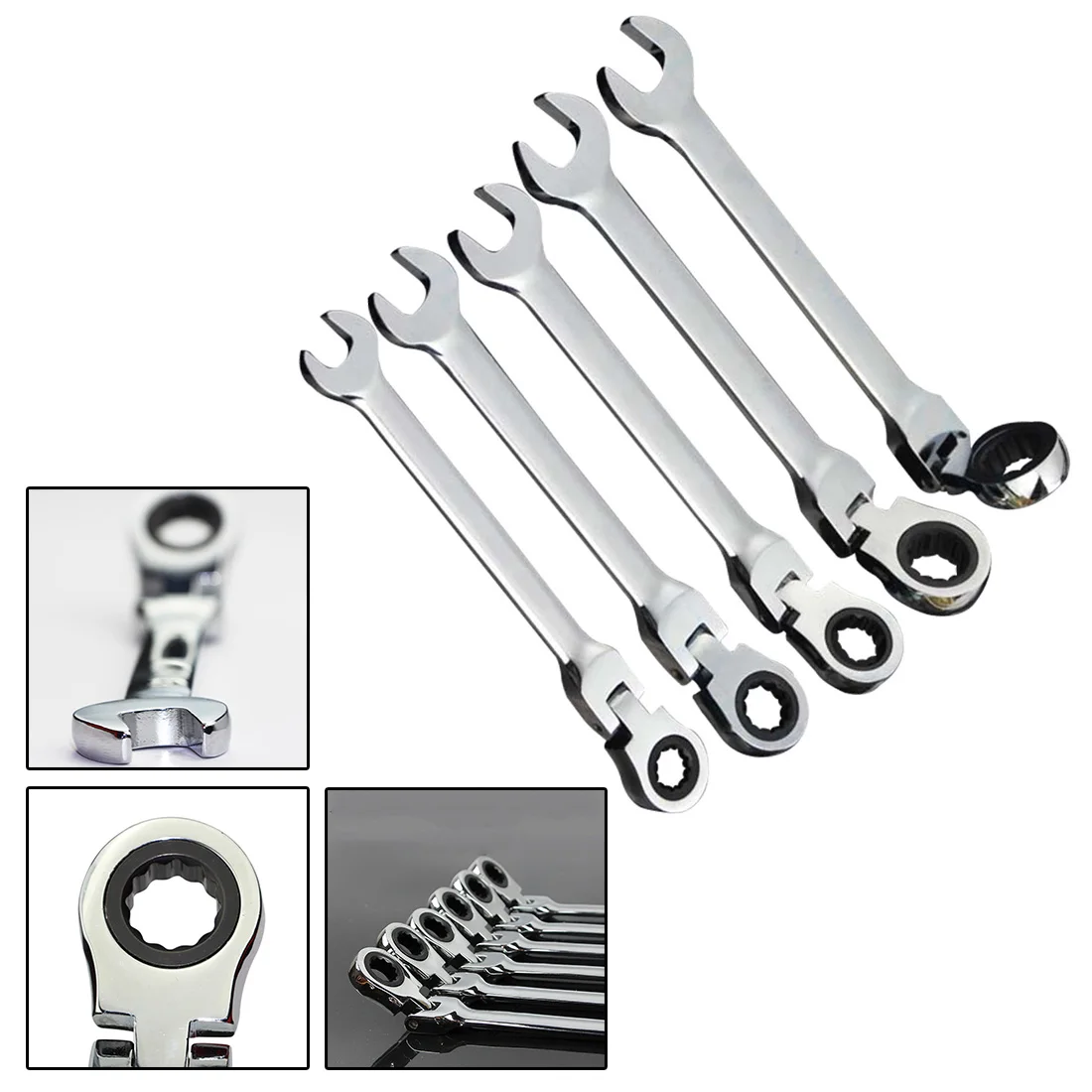 8-19mm Reversible Combination Stubby Ratchet Wrench Ratcheting Socket Spanner Handle Wrenches Hand Tools 72 Gears